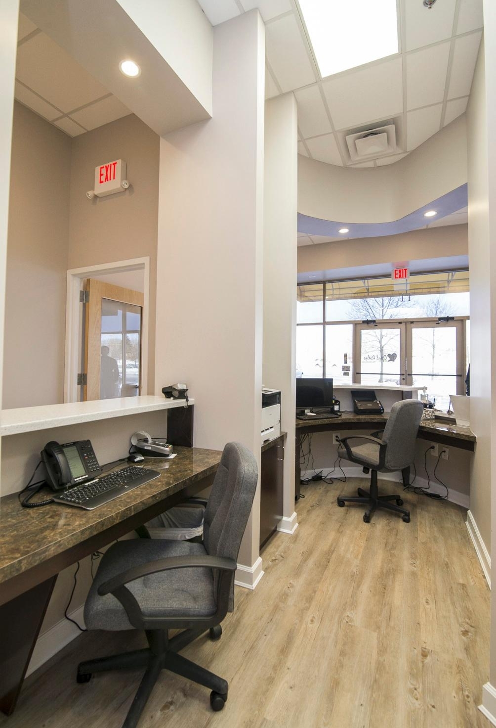 Open, airy reception desk